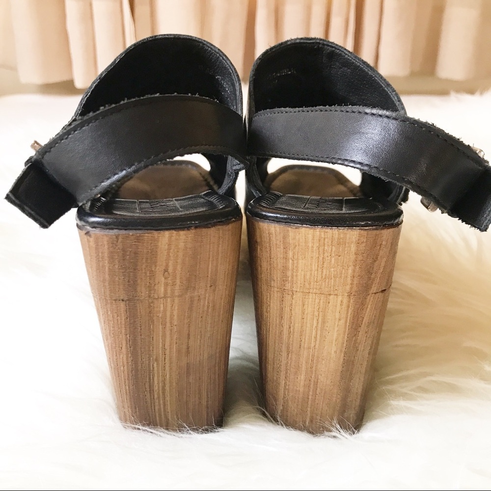 Topshop Black Leather Peep Toe Platforms - Picture 3 of 8